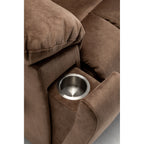 Fauteuil inclinable électrique marron avec massage, chauffage lombaire, moteur allemand silencieux, rembourrage en duvet d'oie et porte-gobelets