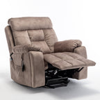 Fauteuil inclinable électrique marron avec massage, chauffage lombaire, moteur allemand silencieux, tissu luxueux en duvet d'oie et porte-gobelets