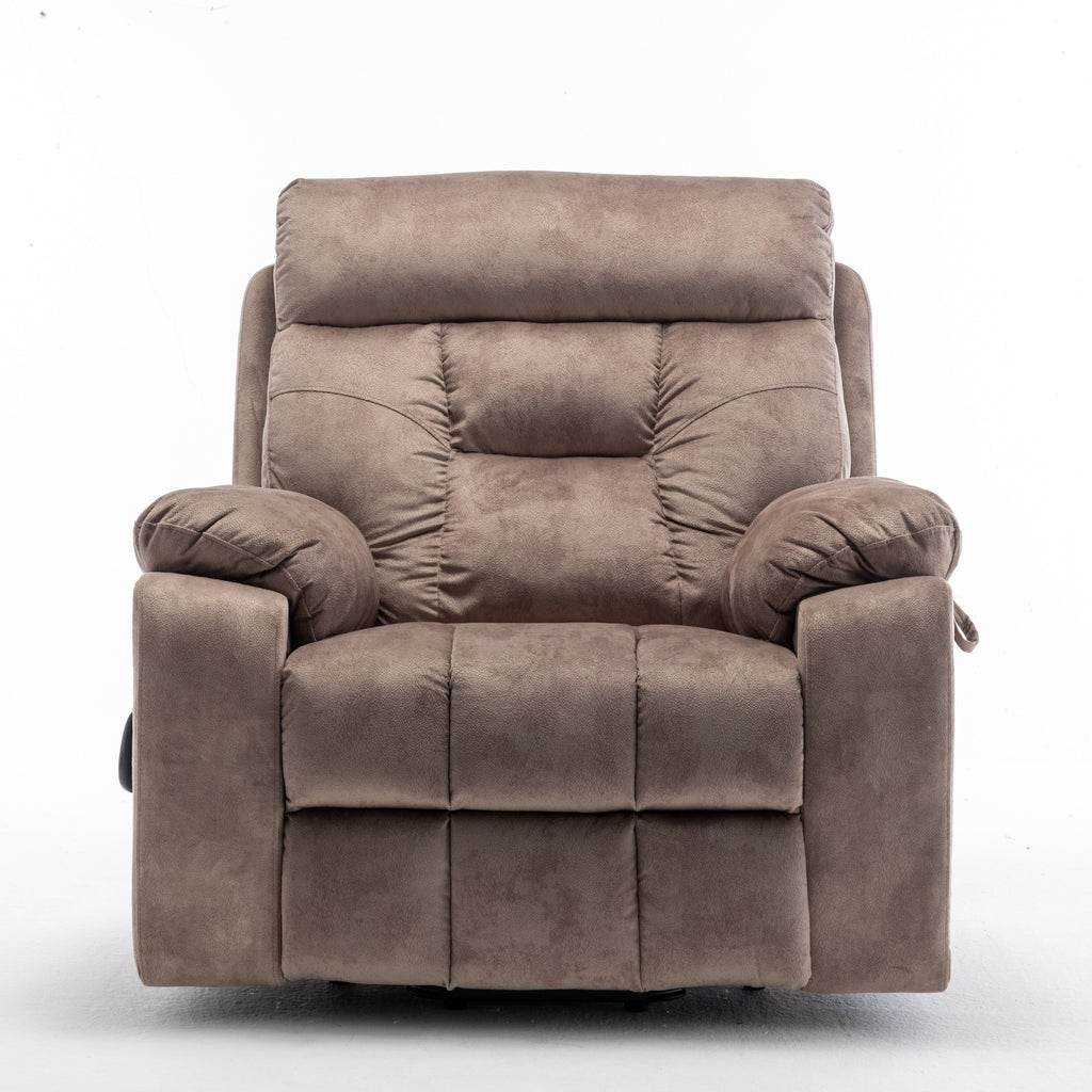 Fauteuil inclinable électrique marron avec massage, chauffage lombaire, moteur allemand silencieux, tissu luxueux en duvet d'oie et porte-gobelets