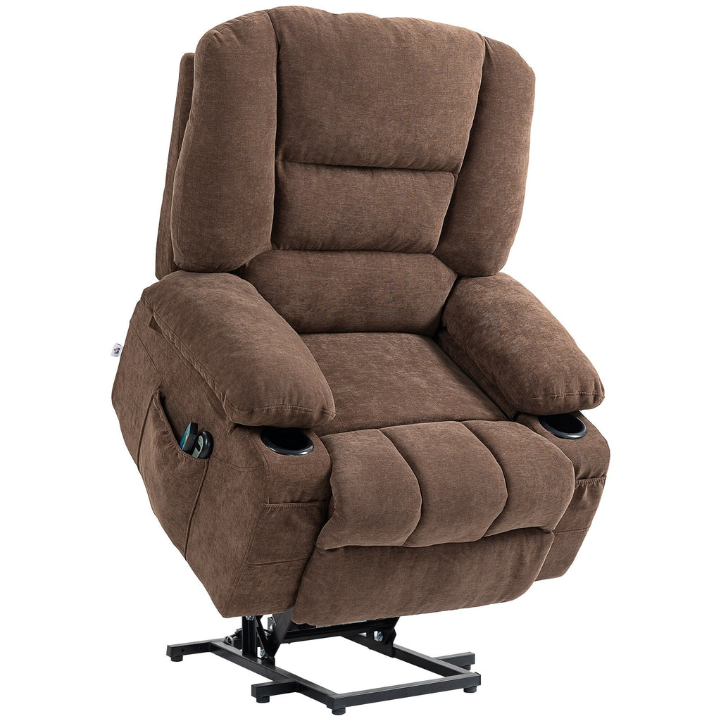 Fauteuil inclinable électrique marron avec assemblage rapide et massage thermique