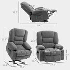 Fauteuil inclinable électrique marron avec assemblage rapide et massage thermique