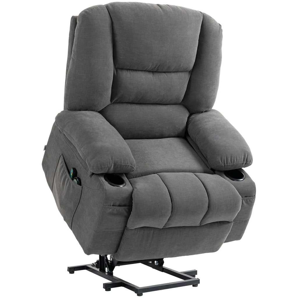Fauteuil inclinable électrique marron avec massage par vibrations, chauffage, télécommande, montage facile et poches latérales