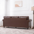 Canapé 3 places rembourré en polyuréthane marron avec clous