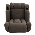 Fauteuil inclinable marron avec inclinaison manuelle, 5 modes de massage, chauffage, deux porte-gobelets, télécommande et rangement latéral