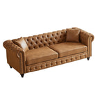 Canapé Chesterfield 3 places en tissu technique marron