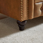 Canapé Chesterfield 3 places en tissu technique marron