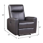 Fauteuil inclinable électrique en cuir pleine fleur marron assorti