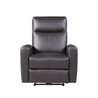 Fauteuil inclinable électrique en cuir pleine fleur marron assorti