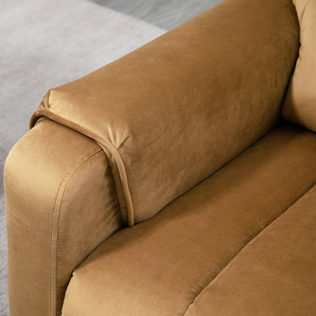 Fauteuil inclinable releveur en velours marron avec massage, télécommande et inclinaison réglable