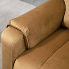 Fauteuil inclinable électrique rembourré en velours marron avec massage par vibration, télécommande, poches de rangement et inclinaison réglable