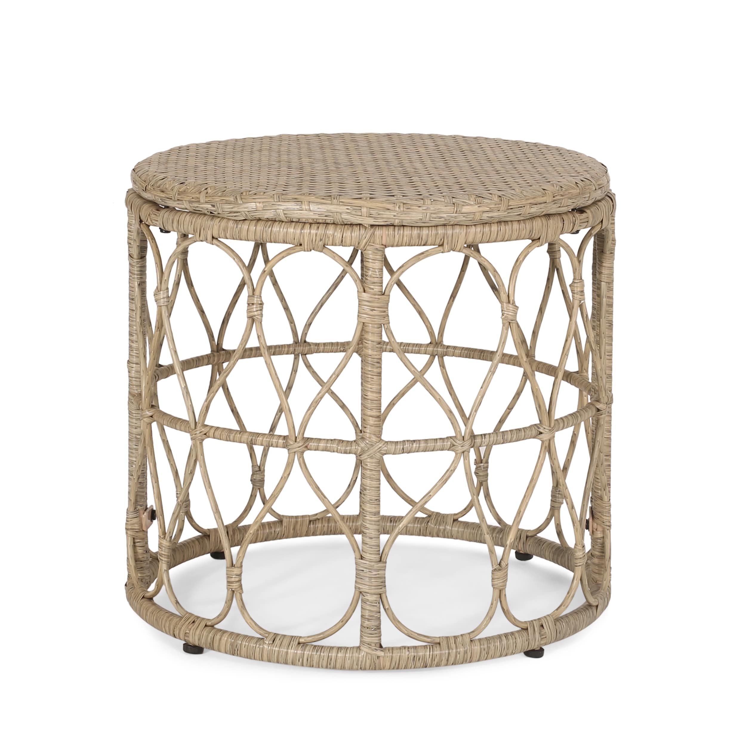 Ensemble de salon de jardin Bruce Outdoor en osier 3 pièces avec coussins par Christopher Knight Home