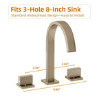 Robinet de lavabo de salle de bain à 3 trous et double poignée, finition or brossé