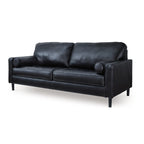 Canapé Bryc, 2 coussins traversins, 87 pouces, cuir véritable et similicuir noir