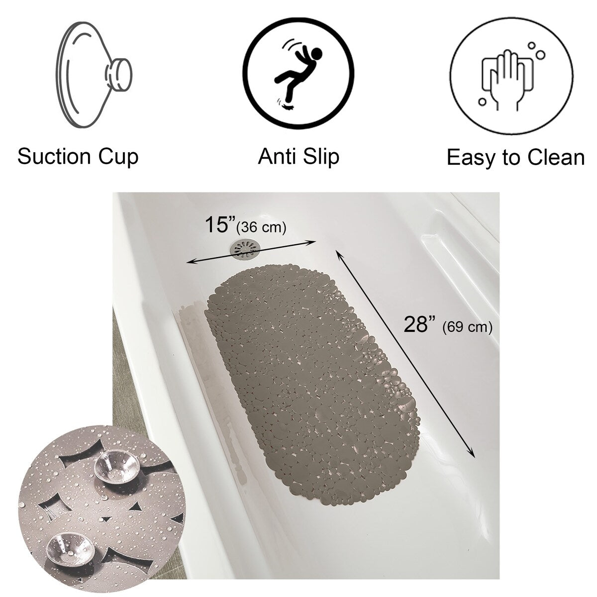 Tapis de bain ovale antidérapant Bubbles 28 L x 15 l