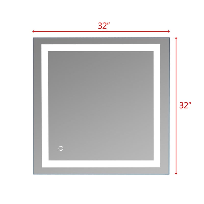 Miroir de salle de bain tactile à LED avec bande lumineuse intégrée Argent