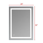 Miroir de salle de bain tactile à LED avec bande lumineuse intégrée Argent