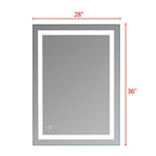 Miroir de salle de bain tactile à LED avec bande lumineuse intégrée Argent