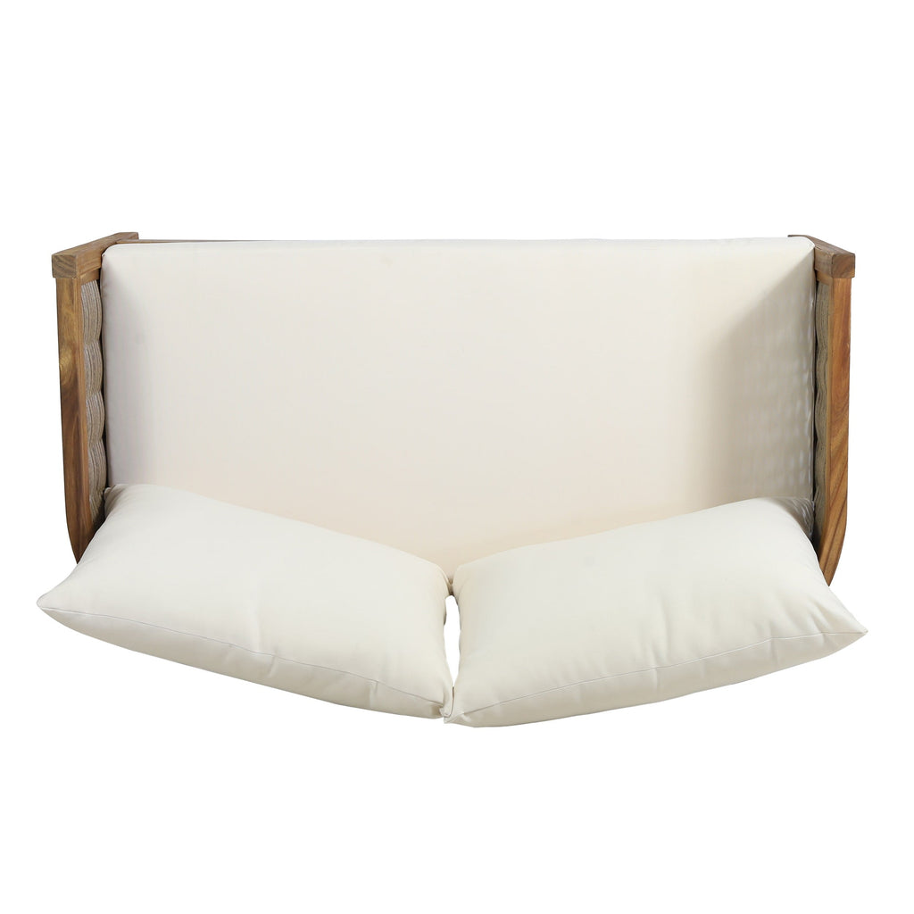 Christopher Knight Home Burchett Ensemble causeuse et table basse d'extérieur en bois d'acacia avec coussins Sunbrella en option