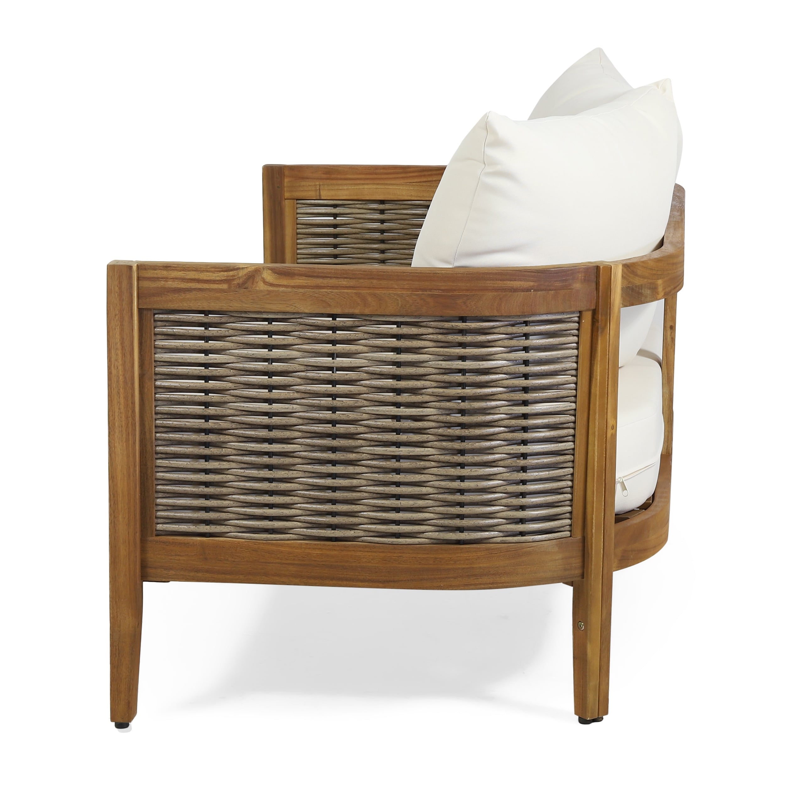 Christopher Knight Home Burchett Ensemble causeuse et table basse d'extérieur en bois d'acacia avec coussins Sunbrella en option