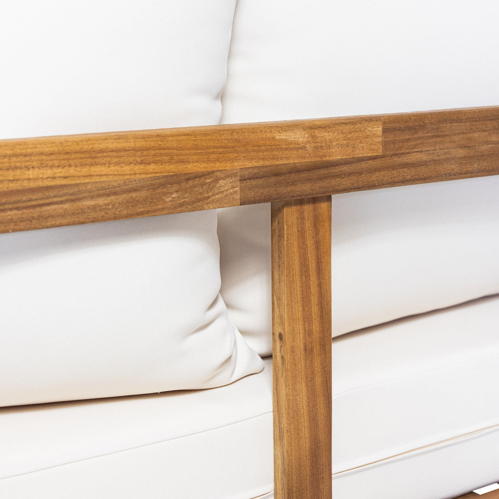 Christopher Knight Home Burchett Ensemble causeuse et table basse d'extérieur en bois d'acacia avec coussins Sunbrella en option