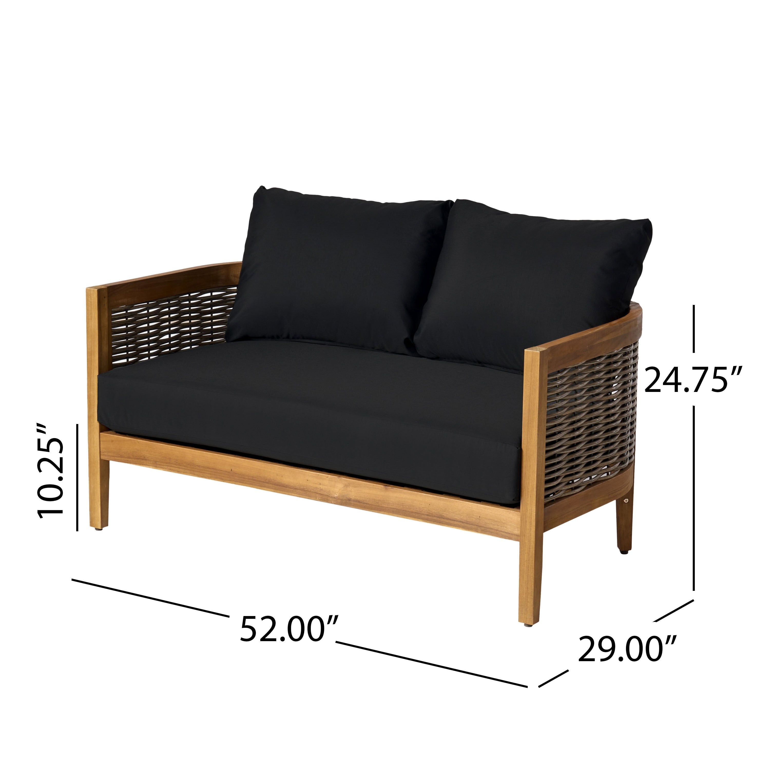 Christopher Knight Home Burchett Ensemble causeuse et table basse d'extérieur en bois d'acacia avec coussins Sunbrella en option