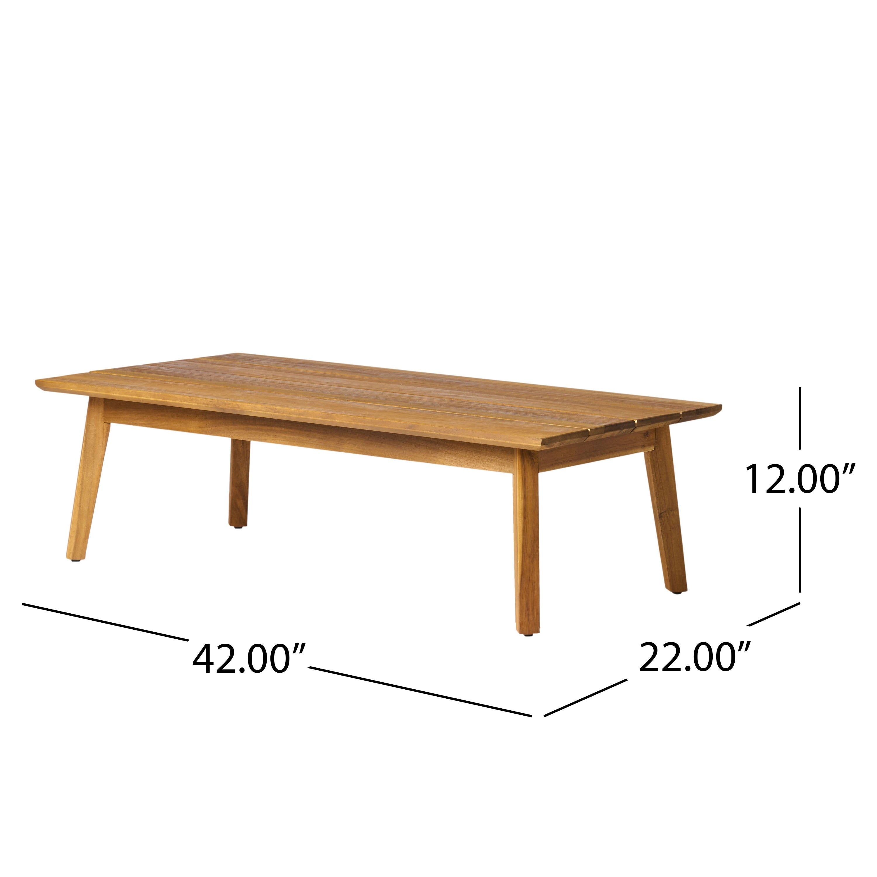 Christopher Knight Home Burchett Ensemble causeuse et table basse d'extérieur en bois d'acacia avec coussins Sunbrella en option