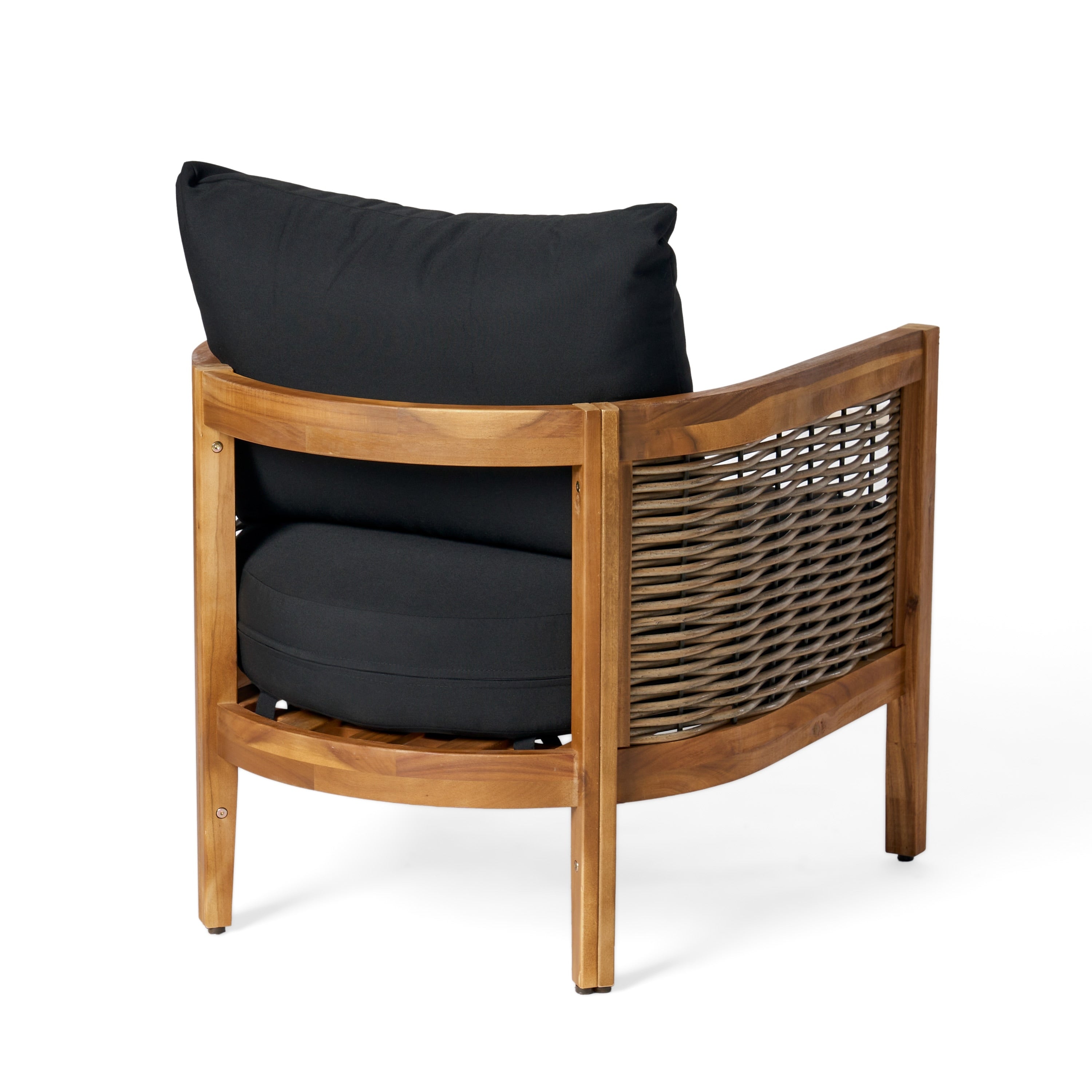 Fauteuils club d'extérieur Burchett en bois d'acacia et osier (lot de 2) avec coussins Sunbrella en option par Christopher Knight Home