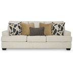 Canapé Burgess, polyester beige quartz, 5 coussins décoratifs, 97 pouces