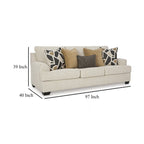 Canapé Burgess, polyester beige quartz, 5 coussins décoratifs, 97 pouces