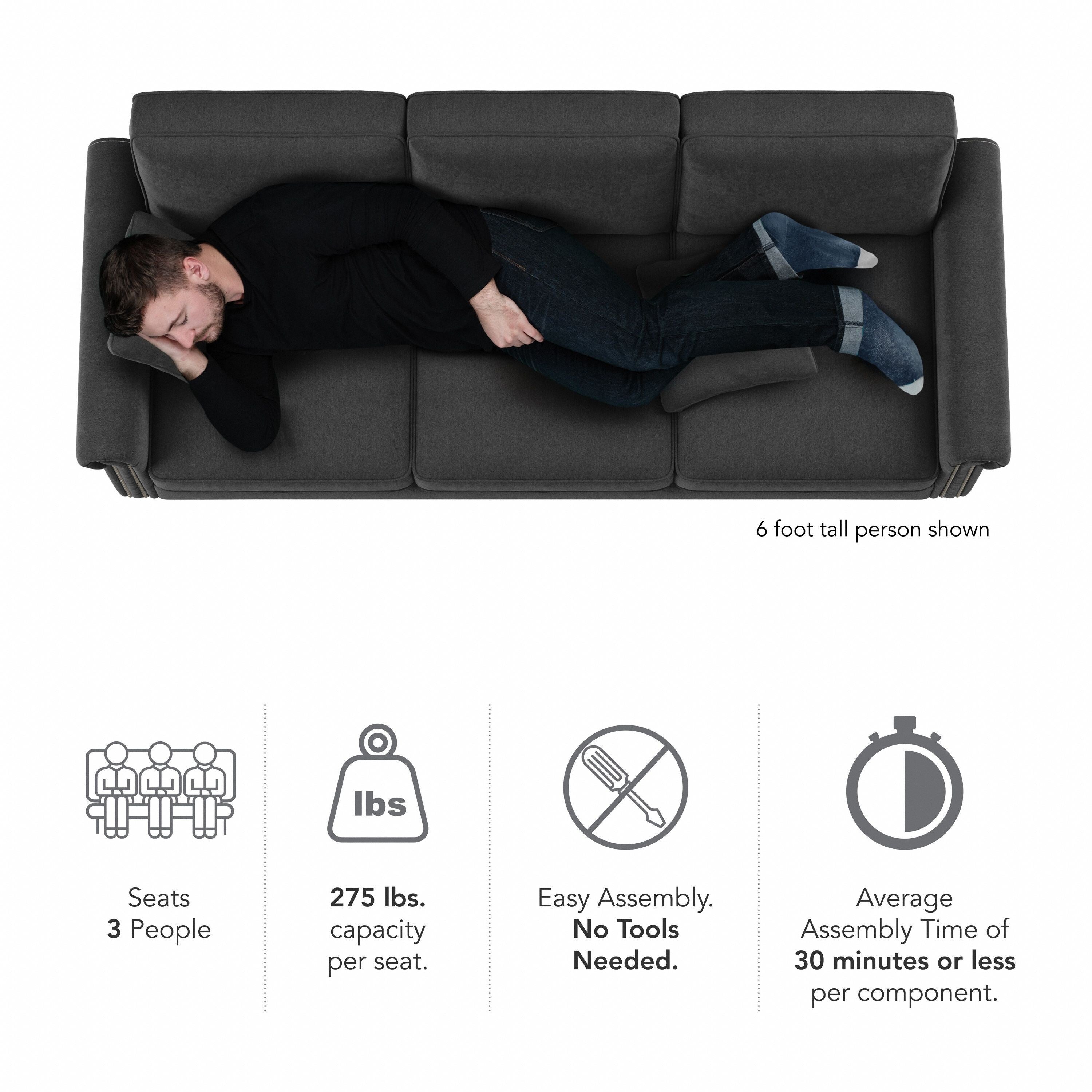 Grand canapé de salon 3 places Bush Furniture Coventry 85W