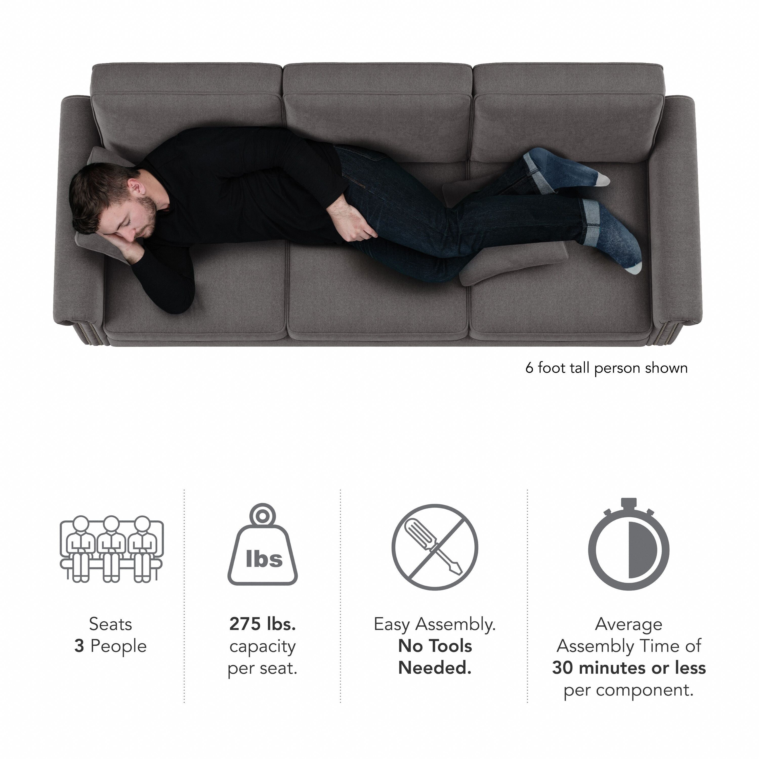 Grand canapé de salon 3 places Bush Furniture Coventry 85W