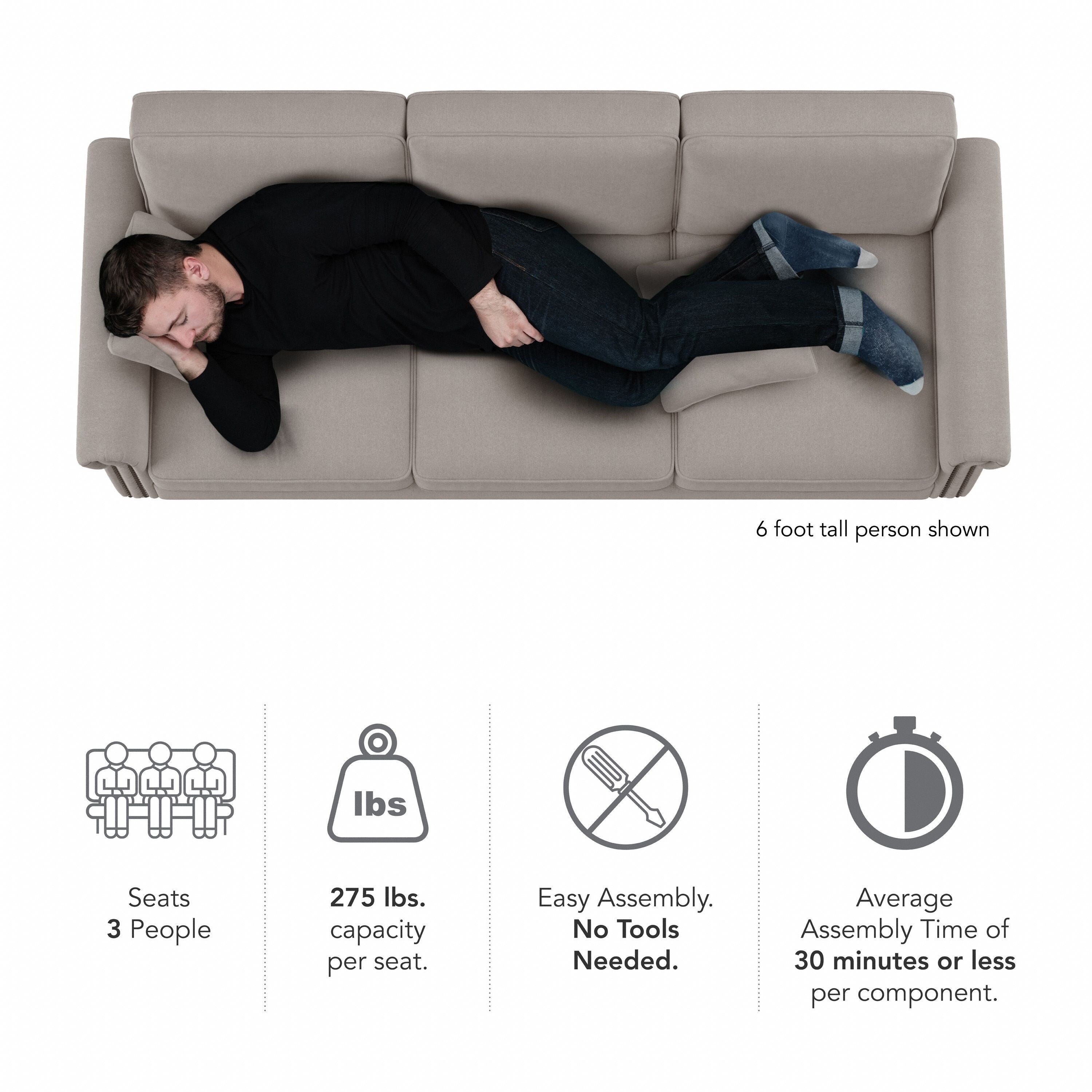 Grand canapé de salon 3 places Bush Furniture Coventry 85W