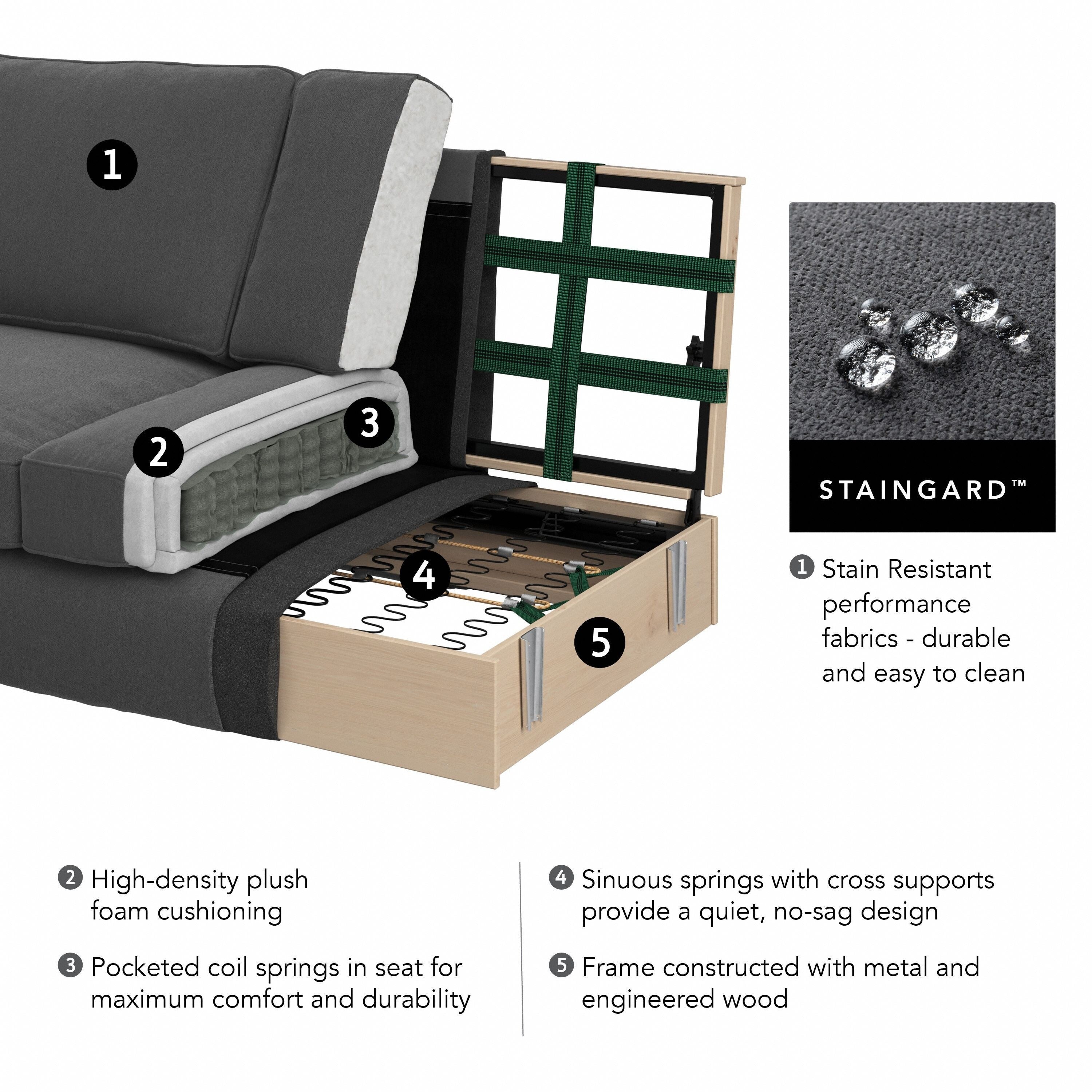 Grand canapé de salon 3 places Bush Furniture Coventry 85W