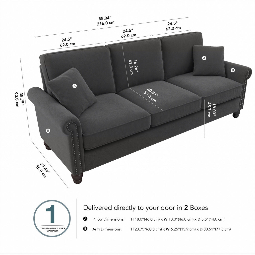 Grand canapé de salon 3 places Bush Furniture Coventry 85W