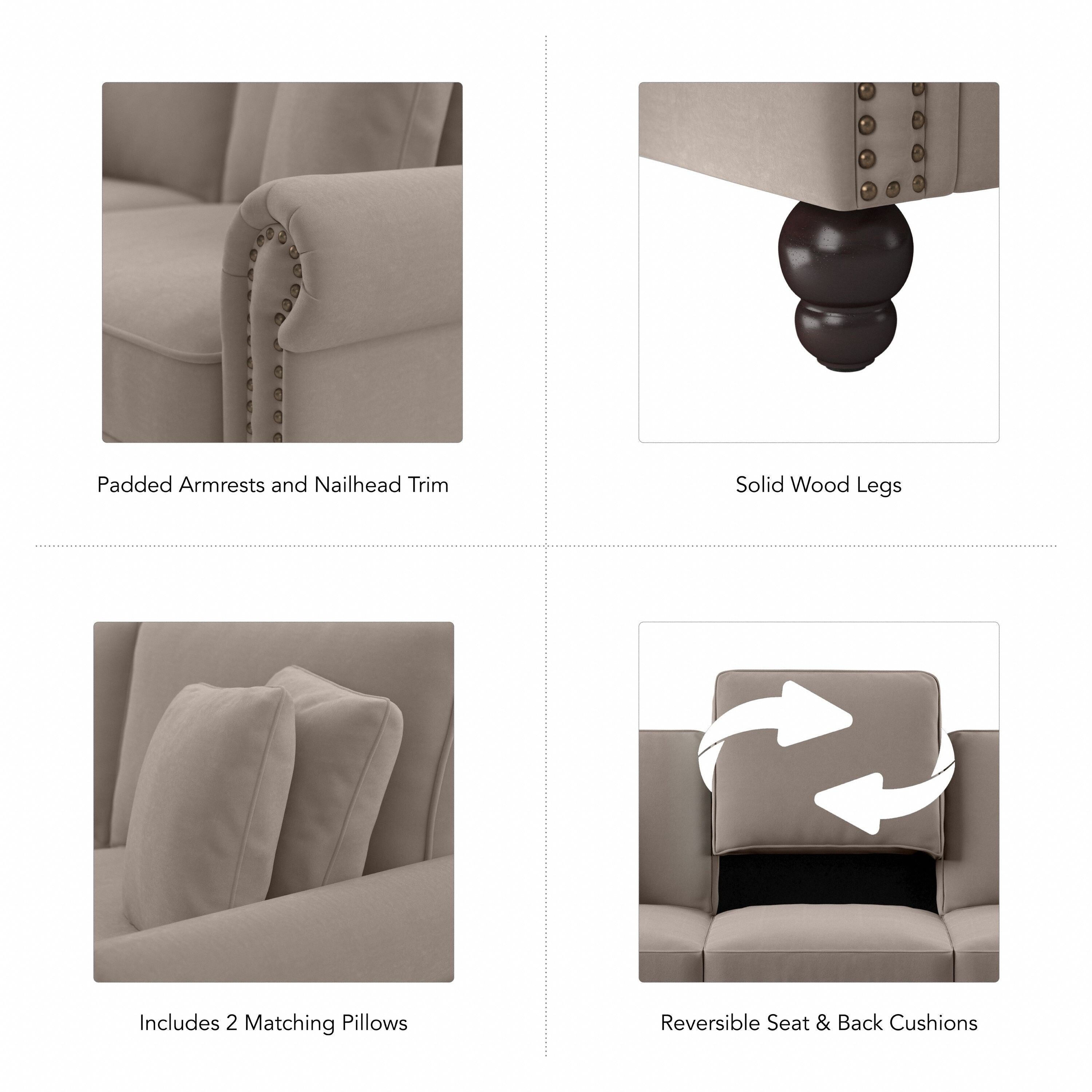 Grand canapé de salon 3 places Bush Furniture Coventry 85W