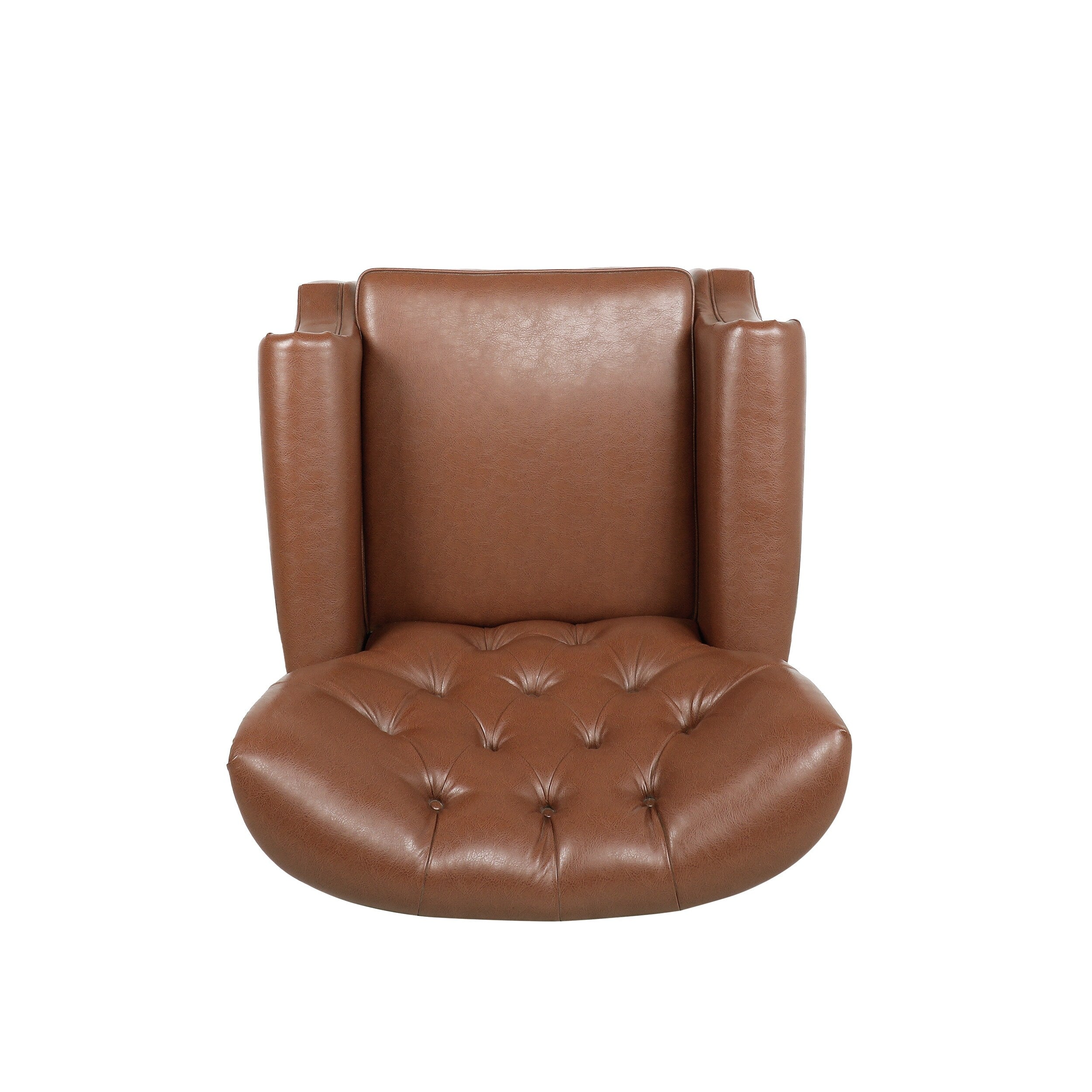 Fauteuil inclinable capitonné à boutons avec garniture cloutée et accoudoirs roulés
