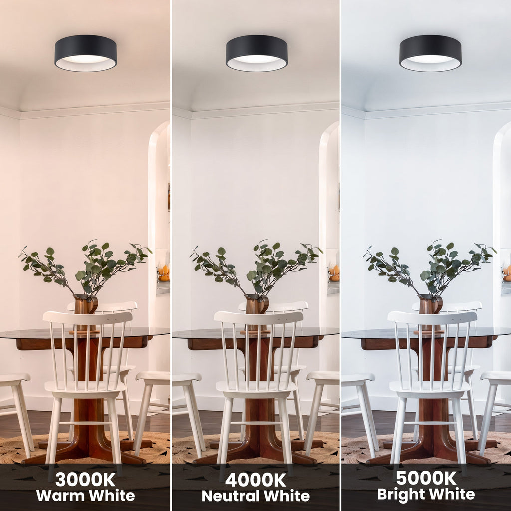 Plafonnier encastré à LED intégré C Cattleya noir et bois 3CCT