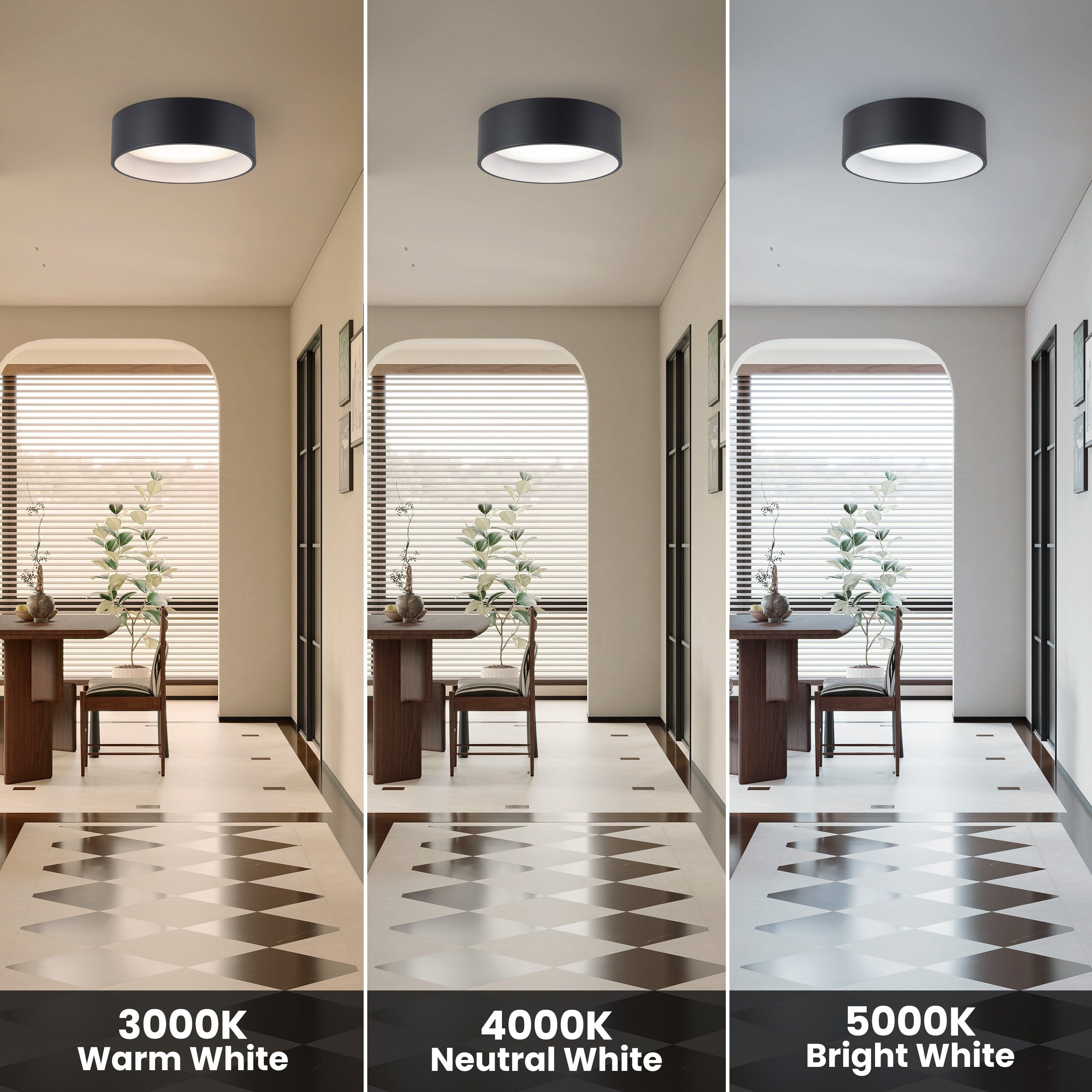 Plafonnier encastré à LED intégré C Cattleya noir et bois 3CCT