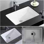 Lavabo de salle de bain sous plan CB HOME 20'' x 14'', lavabo de salle de bain rectangulaire en céramique blanche (20-5/8'' x 14-1/2'' x 8-1/4'')