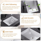 Lavabo de salle de bain sous plan CB HOME 20'' x 14'', lavabo de salle de bain rectangulaire en céramique blanche (20-5/8'' x 14-1/2'' x 8-1/4'')