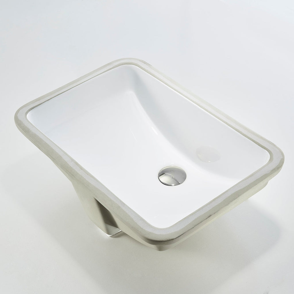 Lavabo de salle de bain sous plan CB HOME 20'' x 14'', lavabo de salle de bain rectangulaire en céramique blanche (20-5/8'' x 14-1/2'' x 8-1/4'')