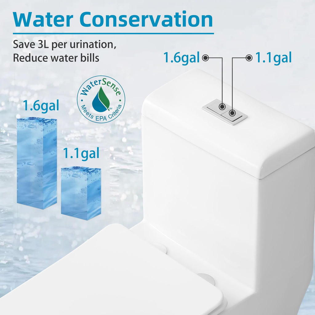 Toilette compacte monobloc CB HOME 24 po, siphon moderne à double chasse, siège à fermeture douce, hauteur confortable 16,5 po