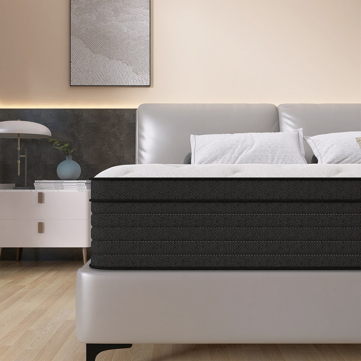 Matelas hybride à ressorts ensachés moyens CHEVNI 14 pour lit simple