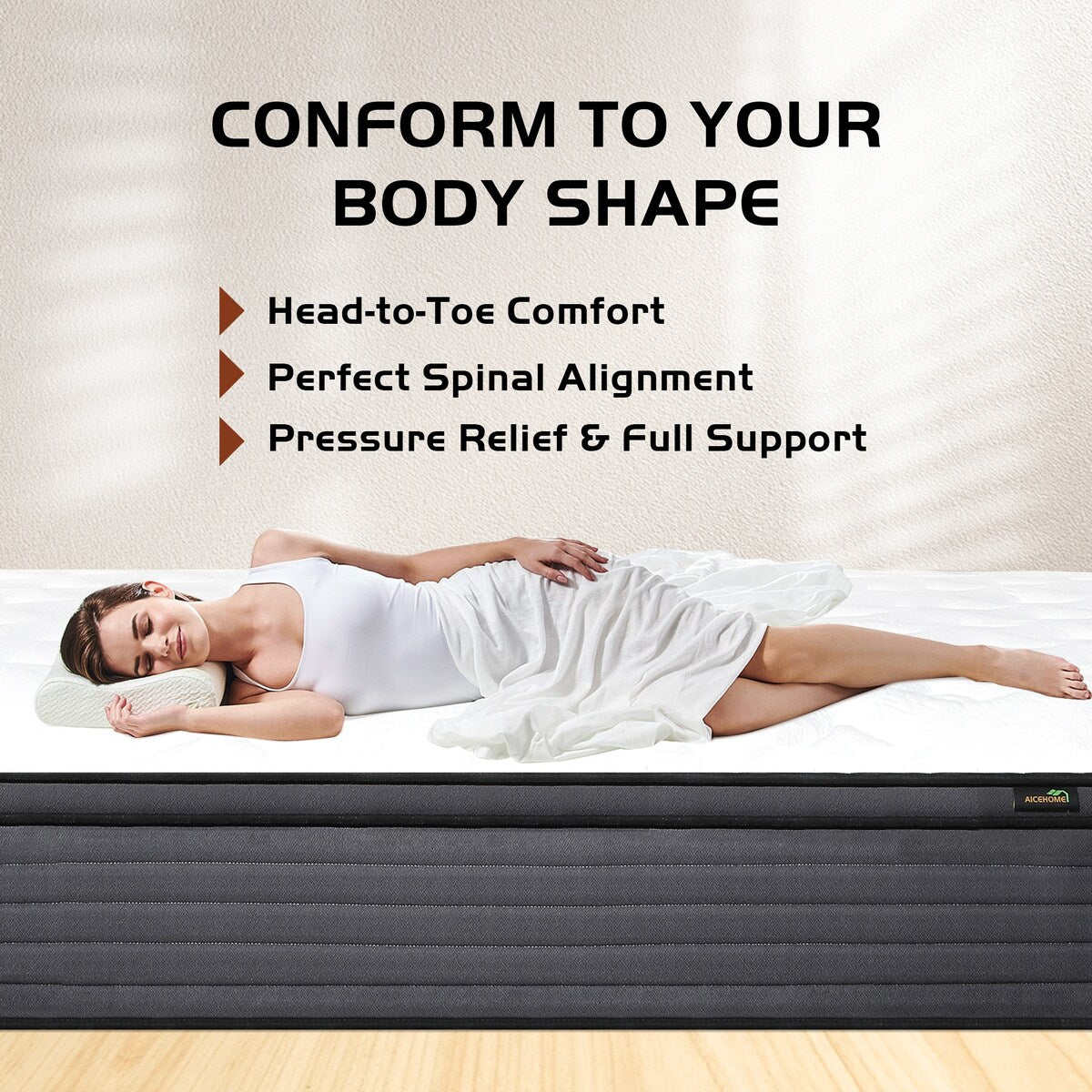 Matelas hybride à ressorts ensachés moyens CHEVNI 14 pour lit simple