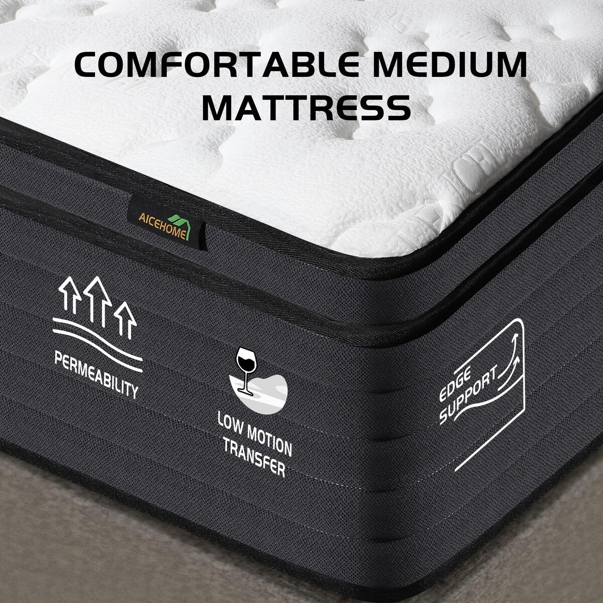 Matelas hybride à ressorts ensachés moyens CHEVNI 14 pour lit simple