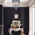 Lustre miniature en cristal CO-Z à 3 lumières avec cristaux en forme de goutte de pluie