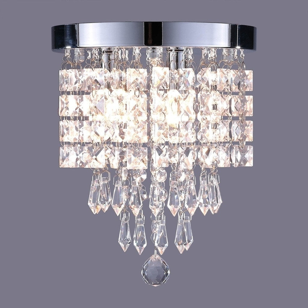 Lustre miniature en cristal CO-Z à 3 lumières avec cristaux en forme de goutte de pluie