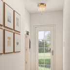 Lustre miniature en cristal CO-Z à 3 lumières avec cristaux en forme de goutte de pluie