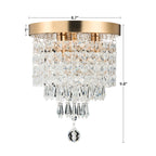 Lustre miniature en cristal CO-Z à 3 lumières avec cristaux en forme de goutte de pluie