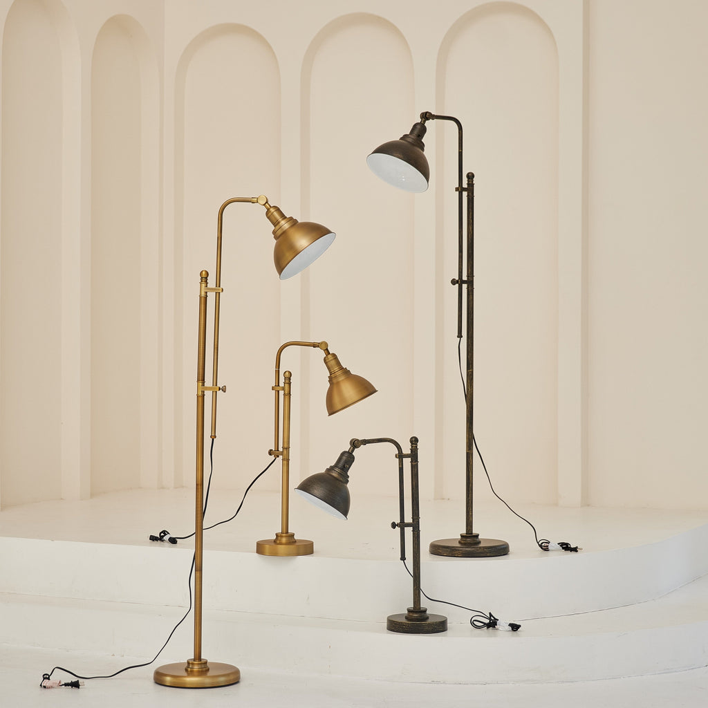 Lampe de sol rustique pour pharmacie CO-Z 65 avec abat-jour réglable en métal